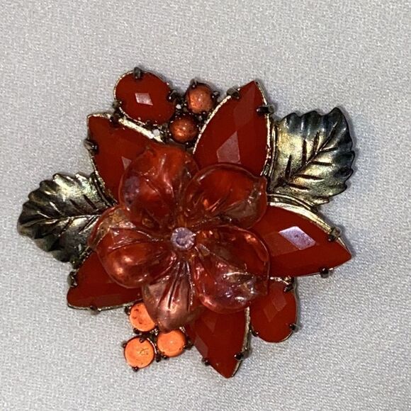 Vintage Laila Rowe Pink Lucite And Plastic Faceted Stones Flower Pin Brooch HTF - Picture 3 of 11